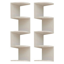 2X Prateleira de Armazenamento de Canto Montada Na Parede Prateleira de Parede Clássica 5 Camadas Divisórias Semicirculares para Decoração de