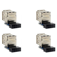 4 X 9-Poliges Motherboard auf Zwei USB 2.0-Anschlüsse, Schwarzes Motherboard auf 2 USB 2.0-Anschlüsse, ein Weiblicher Interner Header-Adapter