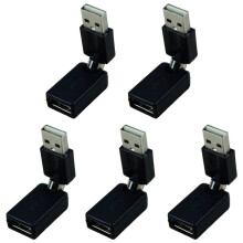 5X Schwarz USB 2.0 Maennlich zu USB Weiblich 360 Grad Drehwinkel Winkel Erweiterung Adapter