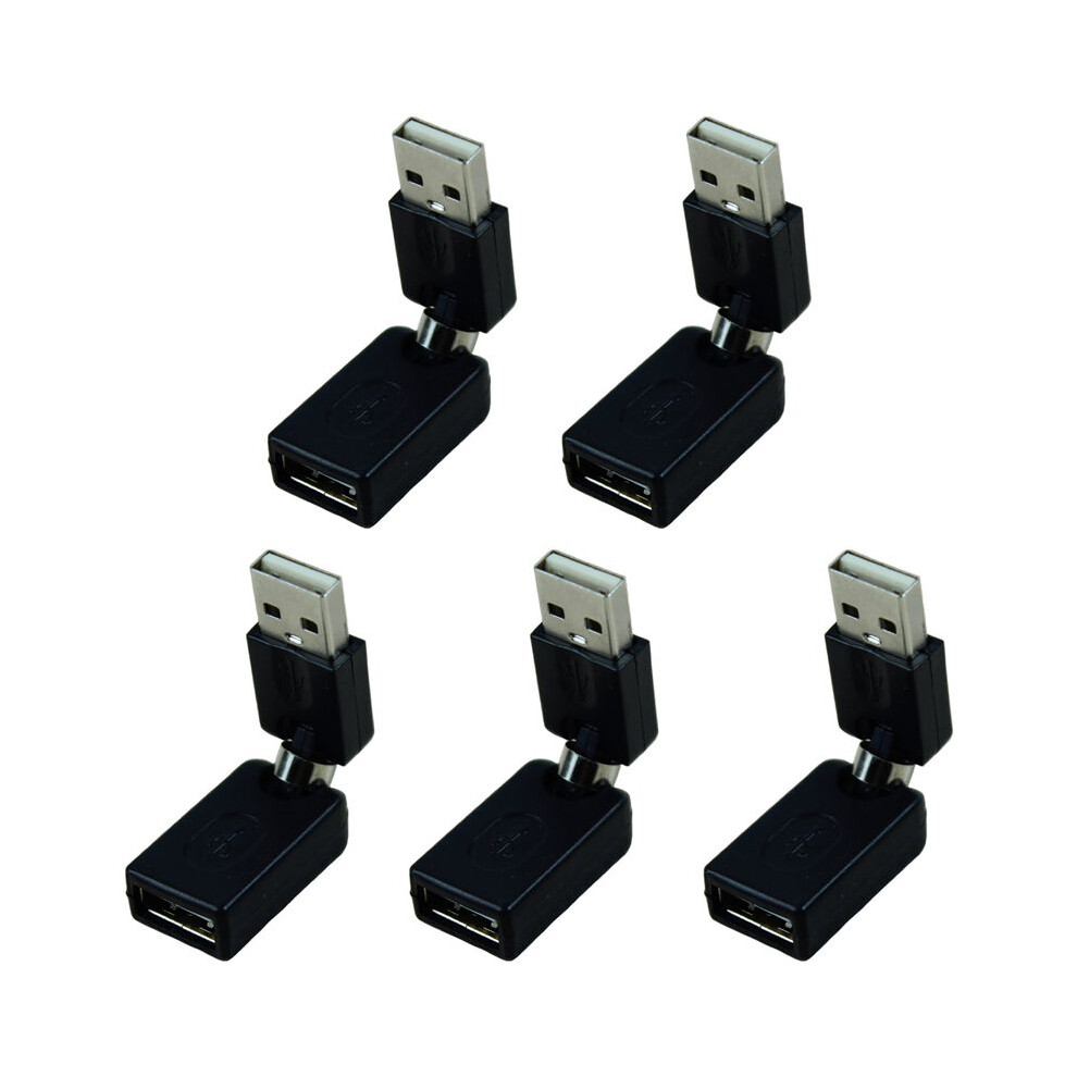 5X Usb 2.0 Male To Usb Female 360 Degree Rotation Angle Extension Adapter Black Exogio