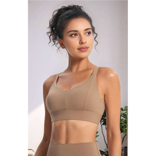 Racerback Sports Bra Light Brown S 1