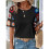 Crochet Short Sleeve Crew Neck Shirt Black S 2