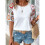 Crochet Short Sleeve Crew Neck Shirt White L 2