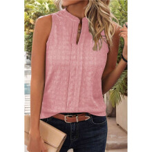 Dames Effen V-Hals Mouwloos Topje Roze S