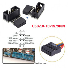4 Conjunto para Baixo e para Cima em Ângulo de 90 Graus Macho para Fêmea USB 2.0 10Pin 9Pin Header para Adaptador de Extensão da Placa-Mãe