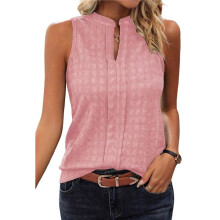 Dames Effen V-Hals Mouwloos Topje Roze M