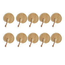 10X Ventaglio Intrecciato Un Mano Nel Paglia Intrecciata Ventilatore Un Mano Naturale Estivo Antico Ventilatore Rotondo Decorativo Ecologico