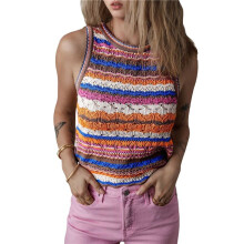 Dames Mouwloos Vest Regenboogkleuren L