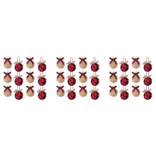 Christmas Tree Ornaments, 36 Pcs 2-1/2 Inches Red Black Check Plaid Stitching Burlap Christmas Decorations