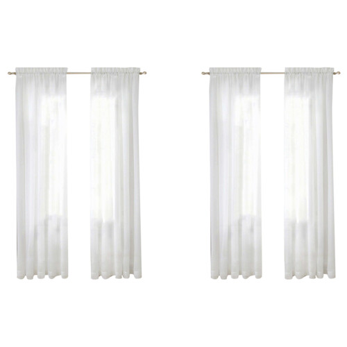 2X Window White Sheer Curtains 108 Inches Long 2 Panels Sheer White Curtains Clear Curtains Basic Rod Pocket Panel
