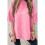 Sommer Oversized Seitenschlitze Lässig Kurzarm Basic T-Shirt Rosa M 4