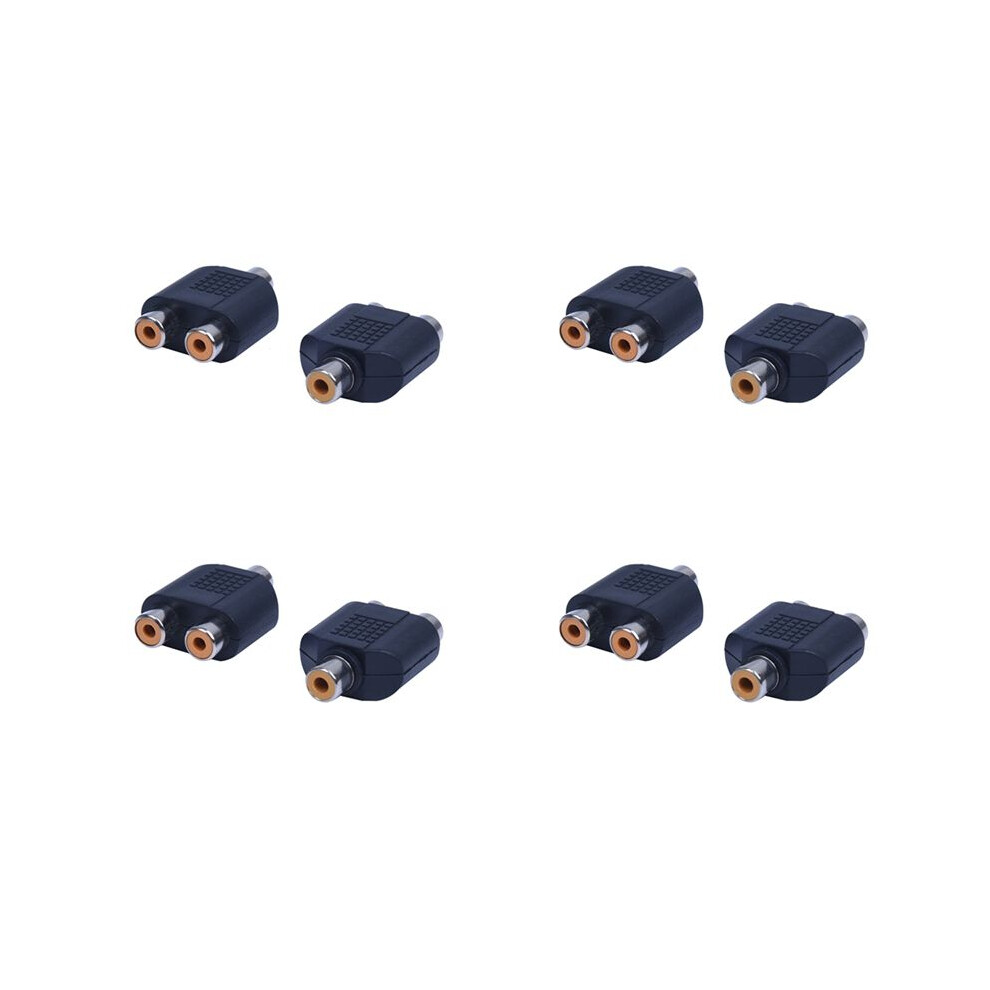 8 Pcs Rca Av Splitter Y Adapter 1 Female 2 Female, Black Exogio