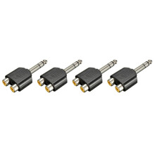4 Stücke 6.35mm 1/4-Zoll-Stereo-Stecker auf 2 Doppel-Cinch-Y-Splitter-Audio-Adapter-Konverter