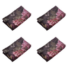 4X Glass Door Decorative Curtain Peony Voile Curtain Tulle with Lace Ham Pendants French Window Drape Sheer,