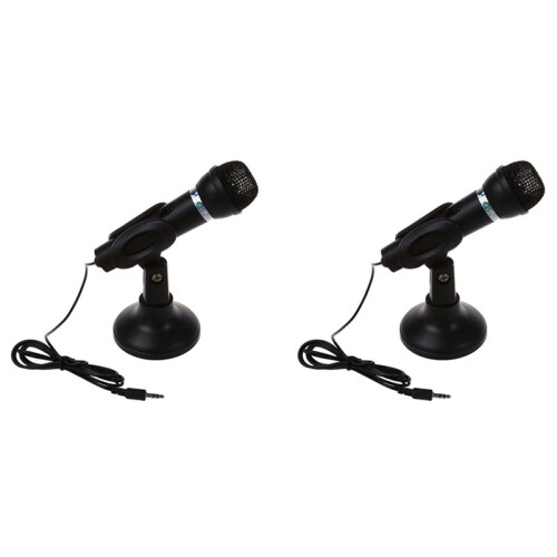 2X Omnidirectional Laptop PC Computer 3.5mm Network Stand   Phone Mike Black