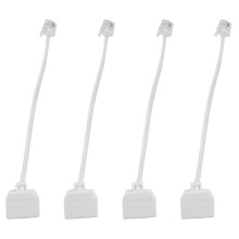 4X RJ11 6P4C Telefon Splitter 1 Maennlich 2 Weiblich - Weiss