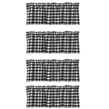 4X Saia Xadrez  para Cozinha Farmhouse Saia Xadrez Xadrez para DecoraçãO de Janela (Preto e Branco)