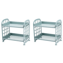 2X Storage Shelves,Plastic Small Storage Shelves - 2 Tier Shelf Shelving,Kitchen Shelf Bathroom Organizer(Nordic )