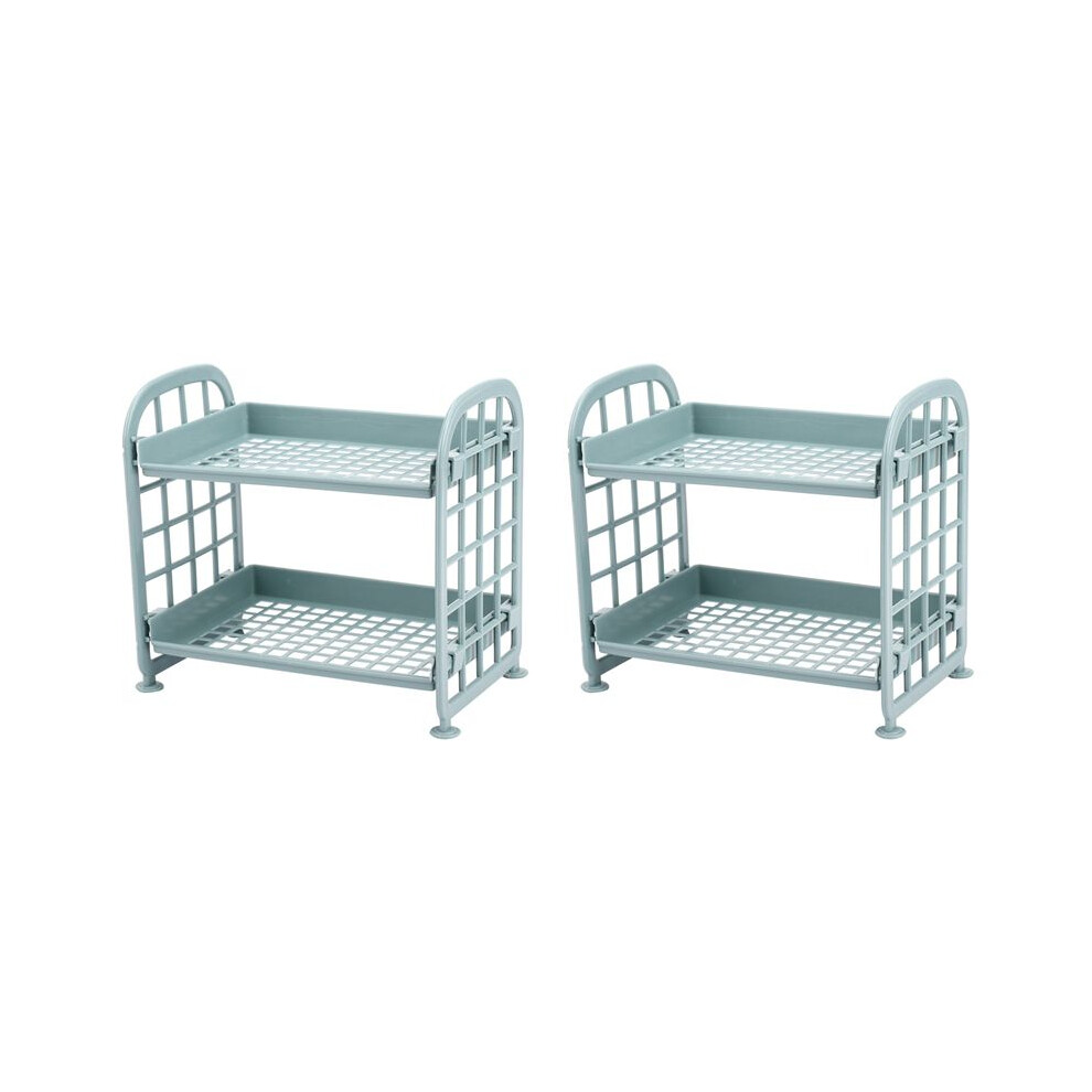 2X Storage Shelves,Plastic Small Storage Shelves - 2 Tier Shelf Shelving,Kitchen Shelf Bathroom Organizer(Nordic ) Exogio