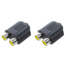2 Pcs 3.5Mm Female Jack to Dual Rca Female Phono Adapter Connector