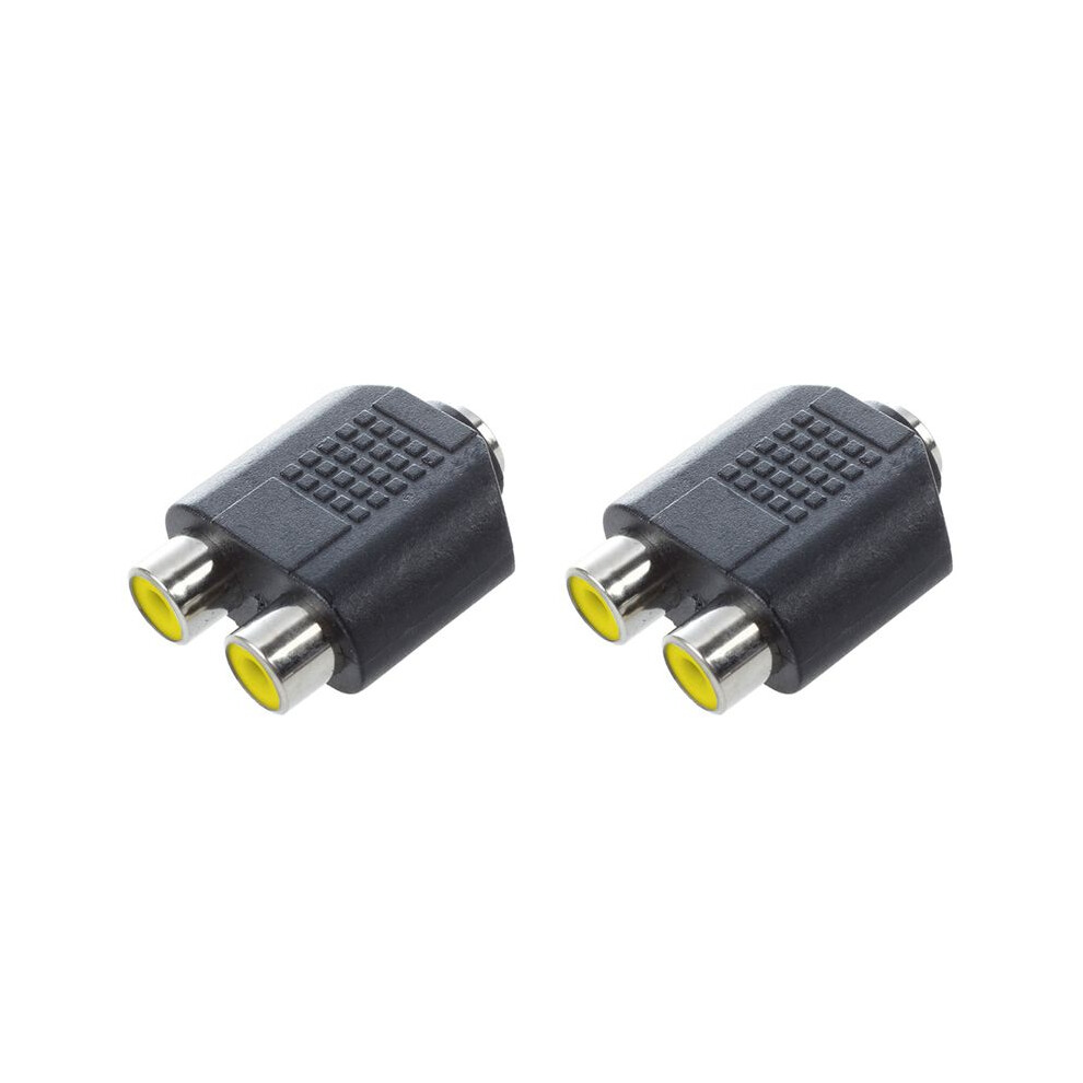 2 Pcs 3.5Mm Female Jack To Dual Rca Female Phono Adapter Connector 6033738073590
