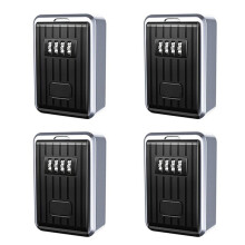 2X Boite de Verrouillage Combinaison A 4 Chiffres Boite Etanche Cache-Cles Resistant Aux Intemperies en Alliage D'Aluminium avec Code Reinitialisable