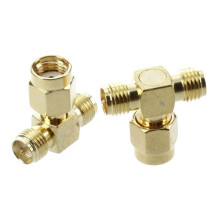 8 Pcs RP SMA Male to Two RP SMA Female Triple T RF Adapter Connector 3 Way Splitter