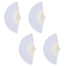 40X Eventail Tissu de Soie Blanc + Bambou avec Sac Cadeau Moussline Faveurs de Mariage Danse Ecriture Peinture Personnalise