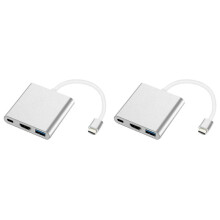 2X USB C zu Adapter, 3 in 1 Multiport USB Typ C zu 4K , USB 3.0 und USB C Power Delivery Port Konverter Kompatibel