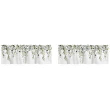2X Sage Green Curtain Valance for Windows Watercolor Eucalyptus Leaf Rod Pocket Valance Window Treatments Plant Leaves