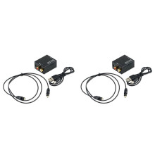 2X Digital Optischer Toslink SPDIF Coax zu Analog RCA Audio Converter Adapter mit Glasfaserkabel