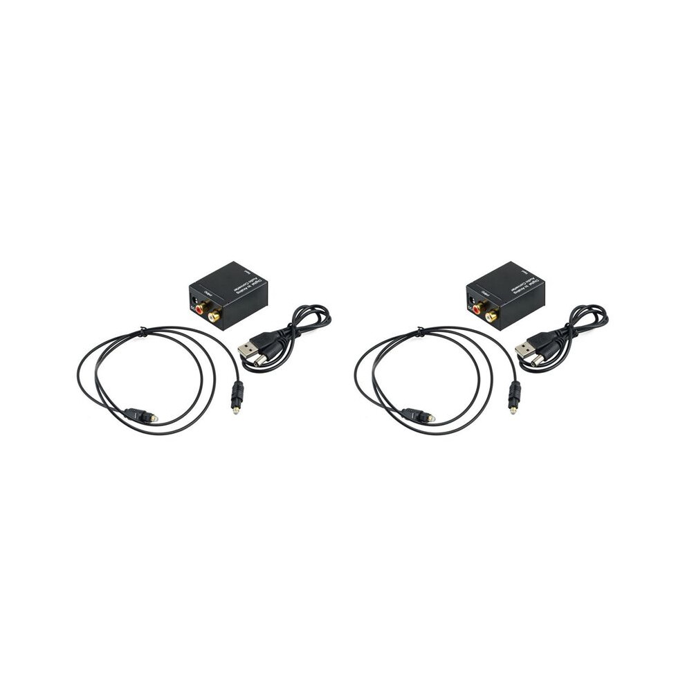 2X Digital Optical Toslink SPDIF Coax to Analog RCA Audio Converter Adapter with Fiber Cable