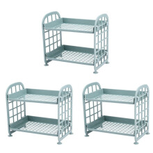3X Storage Shelves,Plastic Small Storage Shelves - 2 Tier Shelf Shelving,Kitchen Shelf Bathroom Organizer(Nordic )