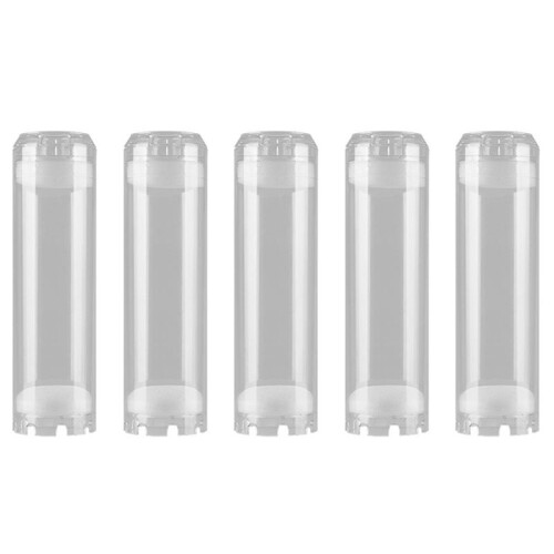 5X 10-Inch Reusable Empty Clear Cartridge Water Filter Housing Various Media Refillable