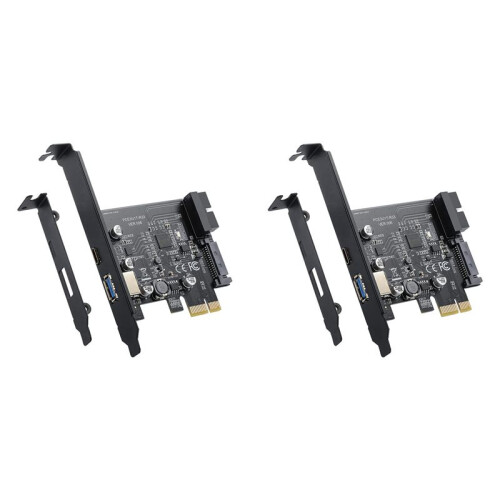 2X PCI-e 1X para USB 3.2 Gen1 USB3.2 Type-C Front Adapter Card 2  (Type C+ Type A) Expansion Card