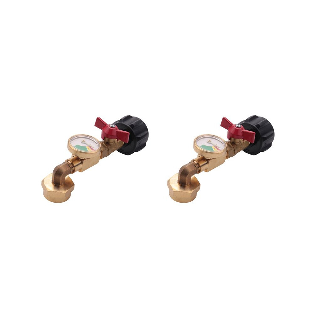 2X Propane Adapter 1Lb To 20Lb, Qcc1 Propane Refill Elbow Adapter With Gauge And -Off Control Valve Exogio