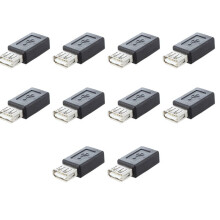 10X Schwarz USB 2.0 Typ A Buchse auf Micro-USB B Buchse Adapter-Stecker-Konverter