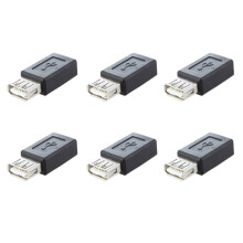 6X Schwarz USB 2.0 Typ A Buchse auf Micro-USB B Buchse Adapter-Stecker-Konverter