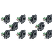 10PCS RJ45 Female Panel Mount Screw Terminal Adapter, D-Type RJ45 8P8C Female to 8pin Terminal
