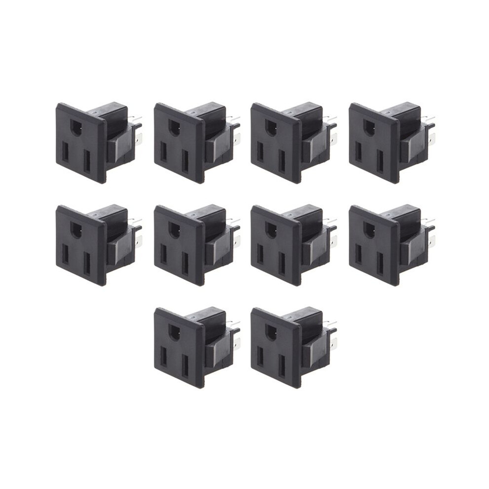 Exogio 10X Ac 125V 15A Panel Mount Us Outlet Power Socket Black