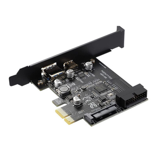 2X PCI-e 1X para USB 3.2 Gen1 USB3.2 Type-C Front Adapter Card 2  (Type C+ Type A) Expansion Card 2