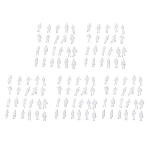 500Pcs HO Scale 1:100 White Model People Unpainted Train Figures