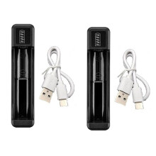 2X Chargeur Rapide 18650 avec Câble de Type C Chargeur Intelligent de Batterie au Lithium 4,2 V pour Batterie 14500 26650 18650, 1 Emplacement