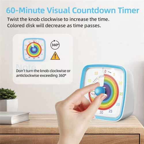 2X 60-Minute Visual Timer with Night Light, Countdown Timer,Pomodoro Timer with Rainbow Pattern for Kids and Adults 1