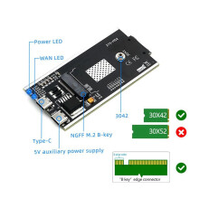 2X NGFF (M.2) auf USB 2.0 (TYPE C) Adapter mit SIM Kartensteckplatz und ZusäTzlicher Stromschnittstelle für WWAN/LTE Modul