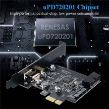 2X PCI-E 1X zu USB 3.2 Gen1 USB3.2 Typ-C Frontadapterkarte 2 (Typ C+ Typ A) Erweiterungskarte