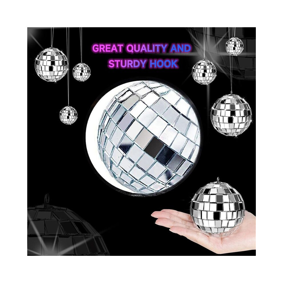 Exogio 48 Pcs Mirror Disco Hanging, Glass Disco Decor, Disco Party Decorations, For Holiday Party Decor With Rope