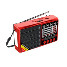 Radio Portable, Récepteur Radio FM/AM/SW Pleine Bande, Radio Rechargeable, Lecteur de Musique TF/USB avec Écran LCD, Rouge