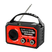 16000mAh Emergency Weather Radio Solar &Hand Crank Powered AM/FM/WB SOS 5.3, Type-C Charging Red