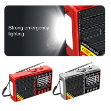 Portable Radios Full Band FM/AM/SW Radio Receiver Rechargeable Radio TF/USB Music Player with LCD Display Red